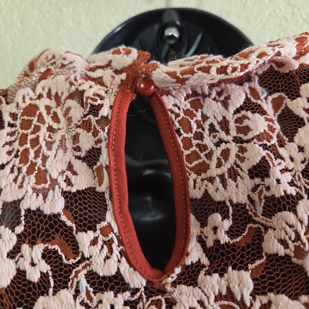 Dolan Anthropologie Sheer Lace Mockneck Blouse - Picture 7 of 9